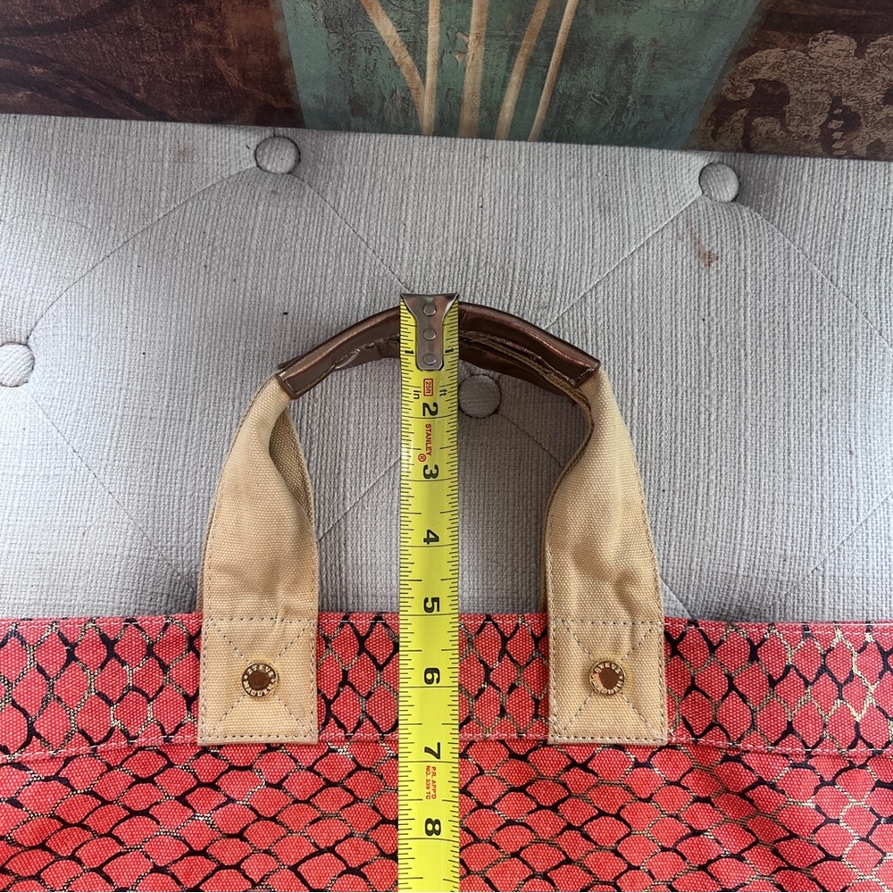 Steve Madden Red Patterned Canvas Tote with Tan Handles - Picture 11 of 11